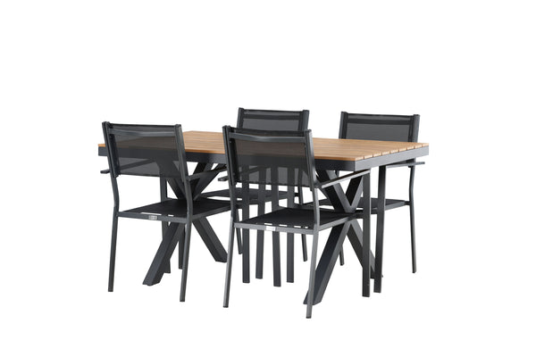 Dining group COPACABANA &amp; GARCIA Dining chairs 4 pcs Black + Dining table 150x90x74 Natural