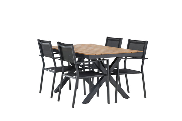 Dining group COPACABANA &amp; GARCIA Dining chairs 4 pcs Black + Dining table 150x90x74 Natural