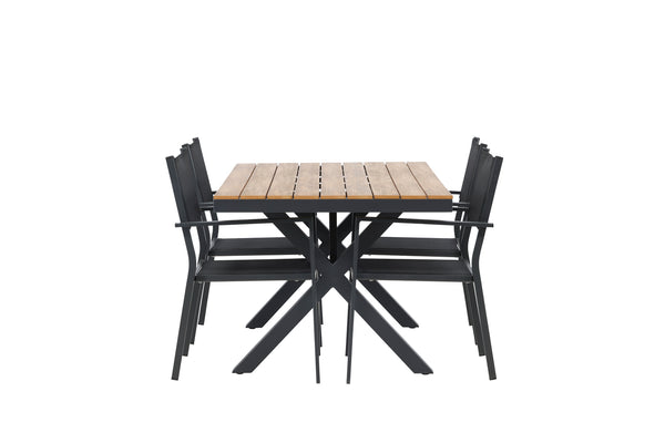 Dining group COPACABANA &amp; GARCIA Dining chairs 4 pcs Black + Dining table 150x90x74 Natural