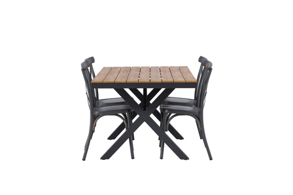 Dining group GARCIA &amp; TABLAS Dining table 150x90x74 Natural + Dining chairs 4 pcs Dark gray