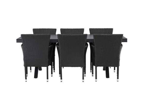 Dining group GARCIA &amp; MALINA Dining table 200x100x74 Black + Dining chairs 6 pcs Black