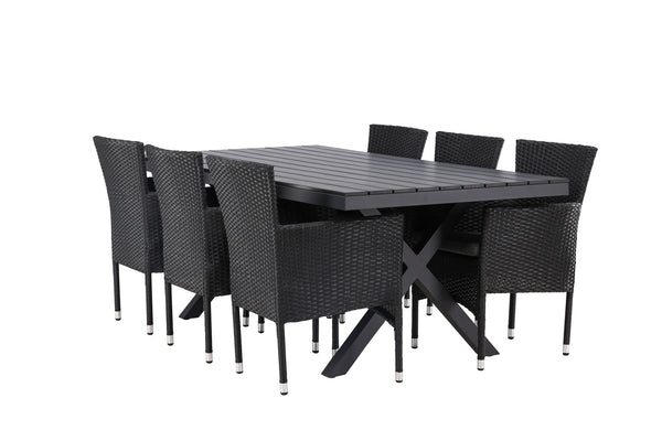 Dining group GARCIA &amp; MALINA Dining table 200x100x74 Black + Dining chairs 6 pcs Black