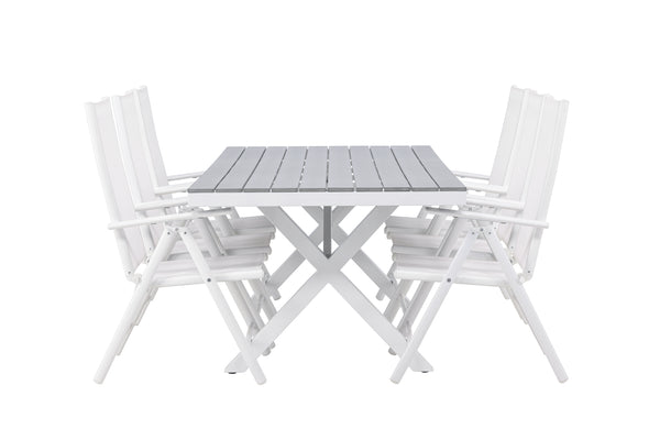 Dining group GARCIA &amp; BREAK Dining table 200x100x74 Gray + Dining chairs 6 pcs White