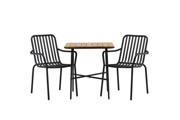 Cafe group HOLMBECK &amp; PEKING Cafe table 70x88x74 Natural + Dining chairs 2 pcs Black