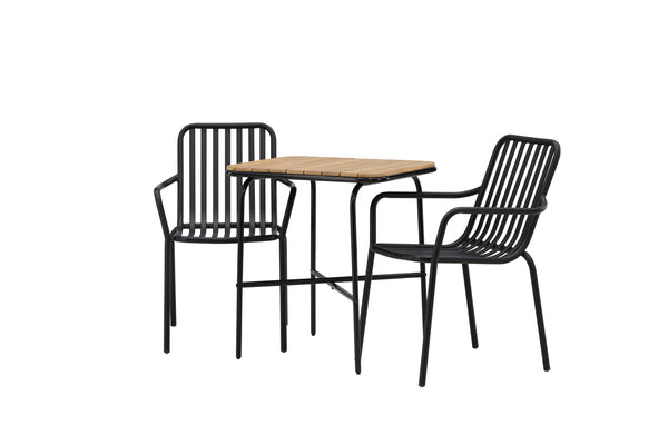 Cafe group HOLMBECK &amp; PEKING Cafe table 70x88x74 Natural + Dining chairs 2 pcs Black