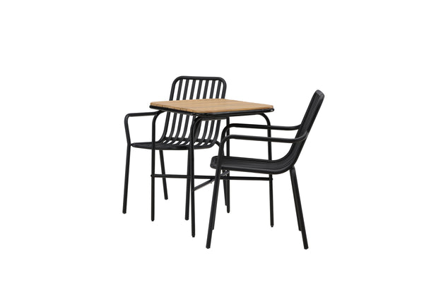 Cafe group HOLMBECK &amp; PEKING Cafe table 70x88x74 Natural + Dining chairs 2 pcs Black