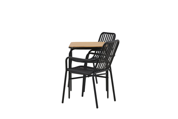 Cafe group HOLMBECK &amp; PEKING Cafe table 70x88x74 Natural + Dining chairs 2 pcs Black