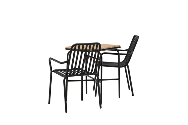 Cafe group HOLMBECK &amp; PEKING Cafe table 70x88x74 Natural + Dining chairs 2 pcs Black