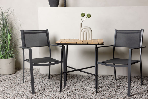 Café group COPACABANA &amp; HOLMBECK Dining chairs 2 pcs Black + Cafe table 70x88x74 Natural