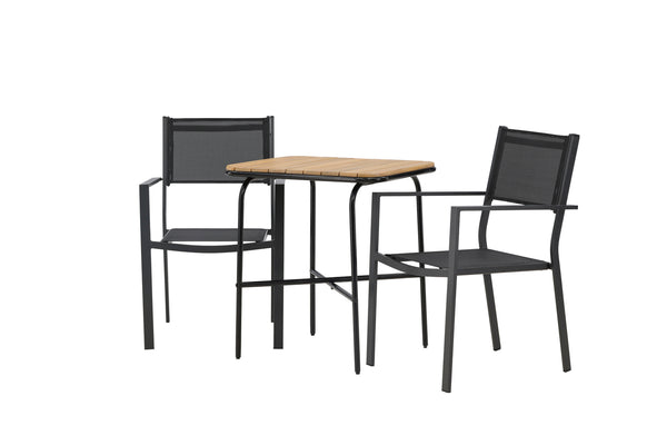 Café group COPACABANA &amp; HOLMBECK Dining chairs 2 pcs Black + Cafe table 70x88x74 Natural