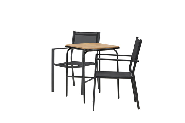 Café group COPACABANA &amp; HOLMBECK Dining chairs 2 pcs Black + Cafe table 70x88x74 Natural