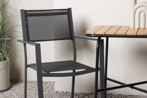 Café group COPACABANA &amp; HOLMBECK Dining chairs 2 pcs Black + Cafe table 70x88x74 Natural