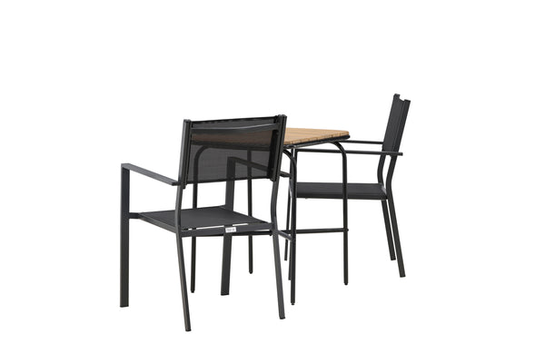 Café group COPACABANA &amp; HOLMBECK Dining chairs 2 pcs Black + Cafe table 70x88x74 Natural