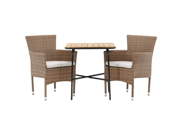 Cafégrupp MALINA & HOLMBECK Matstolar 2st Natur + Cafebord 70x88x74 Natur