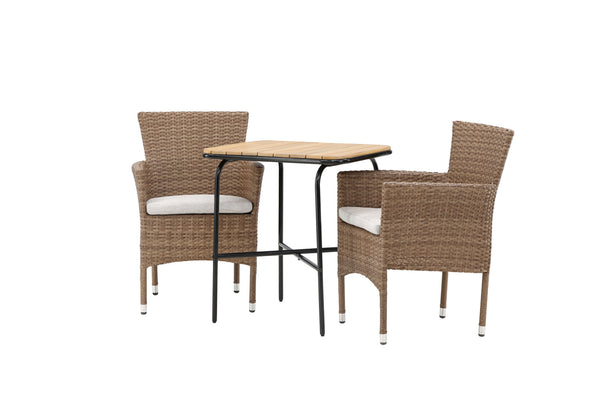 Cafégrupp MALINA & HOLMBECK Matstolar 2st Natur + Cafebord 70x88x74 Natur