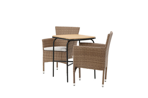 Cafégrupp MALINA & HOLMBECK Matstolar 2st Natur + Cafebord 70x88x74 Natur