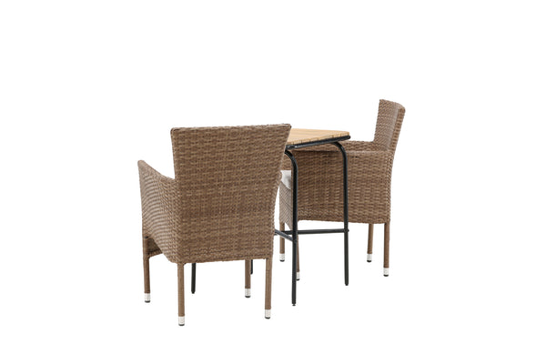 Cafégrupp MALINA & HOLMBECK Matstolar 2st Natur + Cafebord 70x88x74 Natur