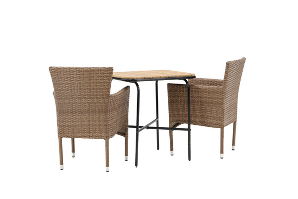 Cafégrupp MALINA & HOLMBECK Matstolar 2st Natur + Cafebord 70x88x74 Natur