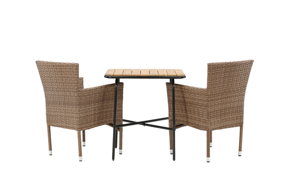 Cafégrupp MALINA & HOLMBECK Matstolar 2st Natur + Cafebord 70x88x74 Natur