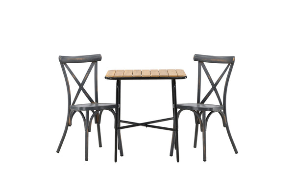 Cafe group HOLMBECK &amp; TABLAS Cafe table 70x88x74 Natural + Dining chairs 2 pcs Dark gray