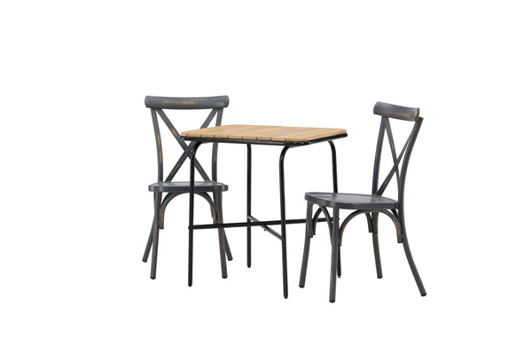 Cafe group HOLMBECK &amp; TABLAS Cafe table 70x88x74 Natural + Dining chairs 2 pcs Dark gray