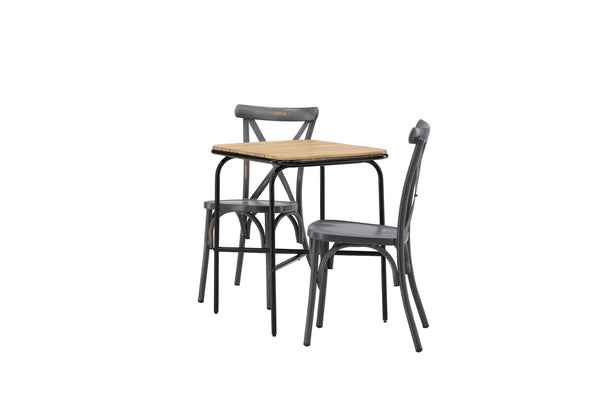 Cafe group HOLMBECK &amp; TABLAS Cafe table 70x88x74 Natural + Dining chairs 2 pcs Dark gray