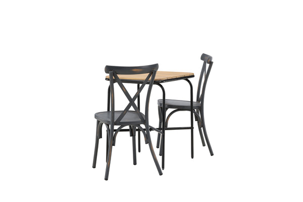 Cafe group HOLMBECK &amp; TABLAS Cafe table 70x88x74 Natural + Dining chairs 2 pcs Dark gray