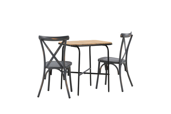 Cafe group HOLMBECK &amp; TABLAS Cafe table 70x88x74 Natural + Dining chairs 2 pcs Dark gray