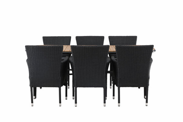 Dining group MALINA &amp; HOLMBECK Dining chairs 6 pcs Black + Dining table 200x90x75 Natural