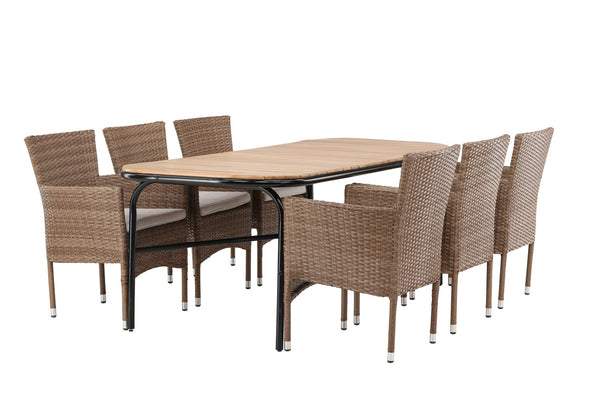 Dining group MALINA &amp; HOLMBECK Dining chairs 6 pcs + Dining table 200x90x75 Natural