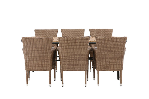 Dining group MALINA &amp; HOLMBECK Dining chairs 6 pcs + Dining table 200x90x75 Natural