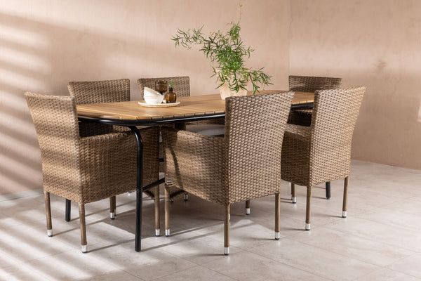 Dining group MALINA &amp; HOLMBECK Dining chairs 6 pcs + Dining table 200x90x75 Natural