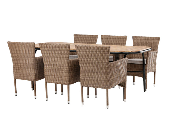 Dining group MALINA &amp; HOLMBECK Dining chairs 6 pcs + Dining table 200x90x75 Natural