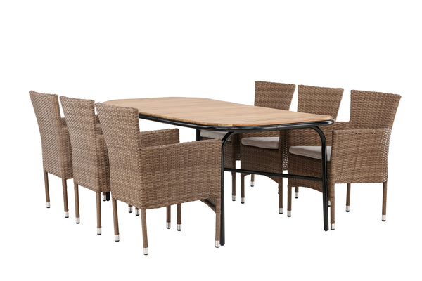 Dining group MALINA &amp; HOLMBECK Dining chairs 6 pcs + Dining table 200x90x75 Natural