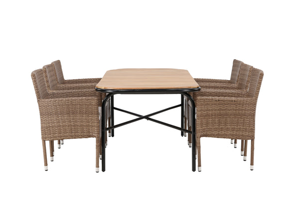 Dining group MALINA &amp; HOLMBECK Dining chairs 6 pcs + Dining table 200x90x75 Natural