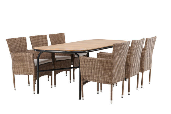 Dining group MALINA &amp; HOLMBECK Dining chairs 6 pcs + Dining table 200x90x75 Natural