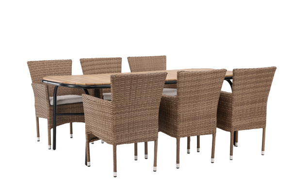 Dining group MALINA &amp; HOLMBECK Dining chairs 6 pcs + Dining table 200x90x75 Natural