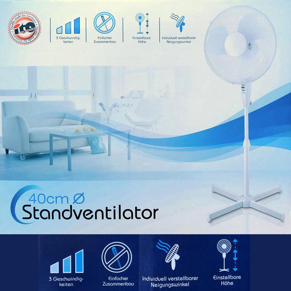 Golvfläkt Ø 40 WLSF 100° Oscillation Vit