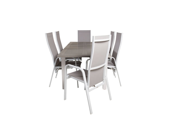 Dining group ALBANY &amp; COPACABANA Dining table 152x90 + 6 recliner chairs Grey/White