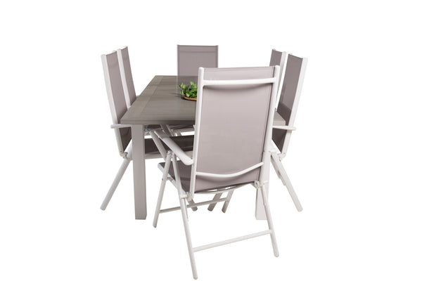 Dining group ALBANY &amp; BREAK Dining table 152x90 + Positional chairs 6 pcs Grey/White