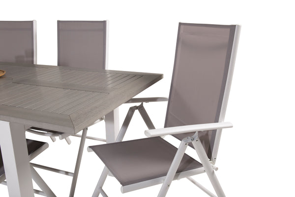 Dining group ALBANY &amp; BREAK Dining table 152x90 + Positional chairs 6 pcs Grey/White