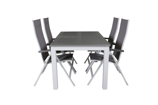 Dining groups ALBANY Rectangular Dining Table + Position Chairs 4 pcs Grey/White