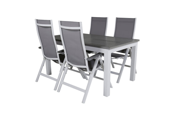 Dining groups ALBANY Rectangular Dining Table + Position Chairs 4 pcs Grey/White