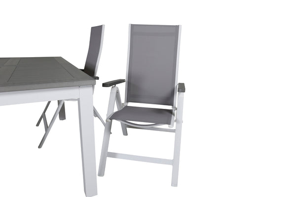 Dining groups ALBANY Rectangular Dining Table + Position Chairs 4 pcs Grey/White