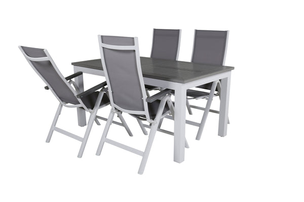 Dining groups ALBANY Rectangular Dining Table + Position Chairs 4 pcs Grey/White