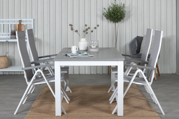 Dining groups ALBANY Rectangular Dining Table + Position Chairs 4 pcs Grey/White