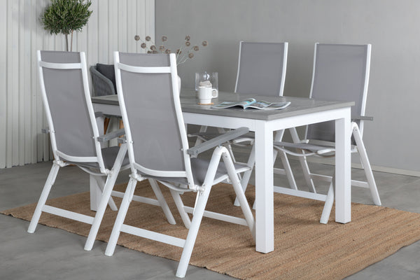 Dining groups ALBANY Rectangular Dining Table + Position Chairs 4 pcs Grey/White