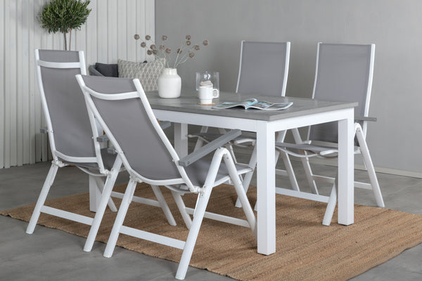 Dining groups ALBANY Rectangular Dining Table + Position Chairs 4 pcs Grey/White