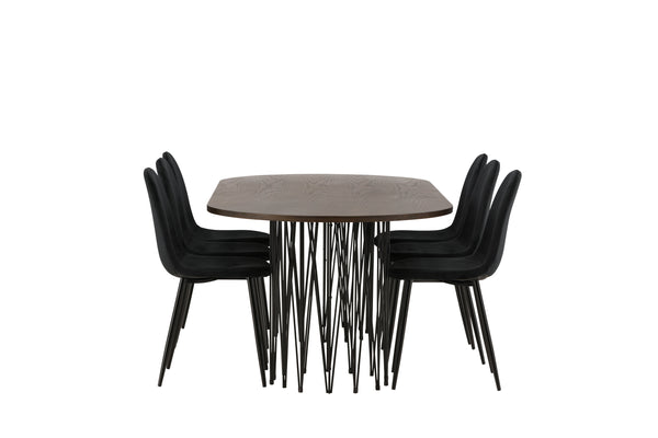 Dining group STONE Dining table 100X220 &amp; 6 POLAR Dining chairs Black