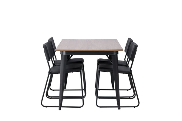 Dining group TEMPE Dining table 80x140 &amp; 4 KENTH Dining chairs Black